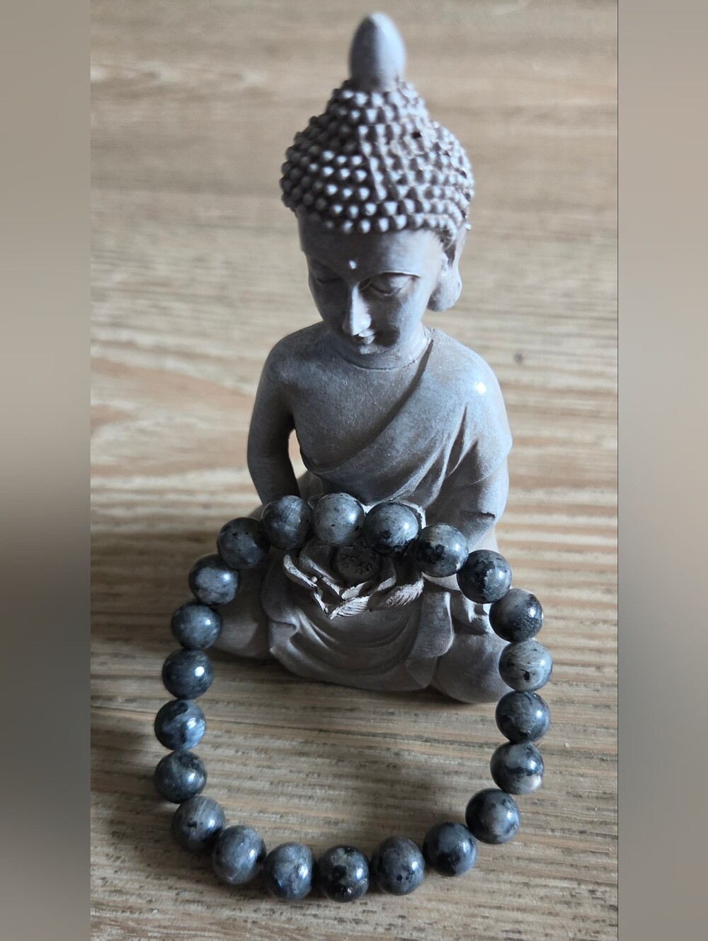 Labradorite Beaded Bracelet 🩶🖤